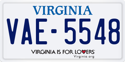 VA license plate VAE5548