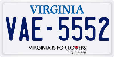 VA license plate VAE5552