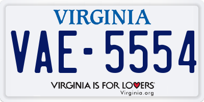 VA license plate VAE5554