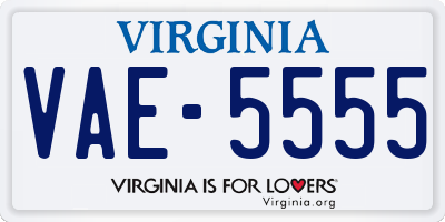 VA license plate VAE5555