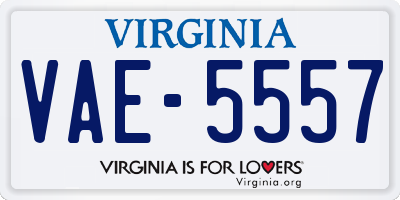 VA license plate VAE5557