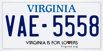 VA license plate VAE5558