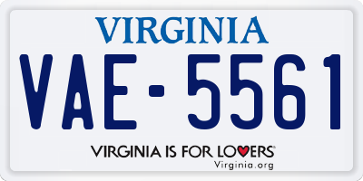 VA license plate VAE5561