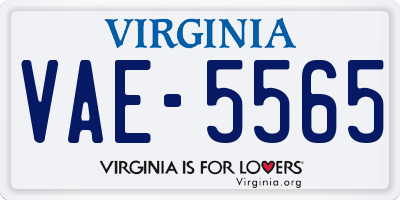 VA license plate VAE5565