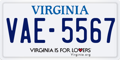 VA license plate VAE5567