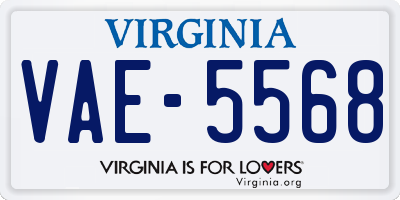 VA license plate VAE5568