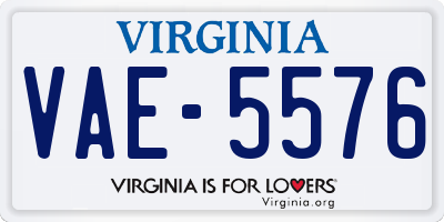VA license plate VAE5576