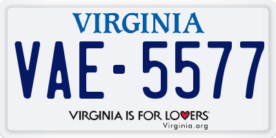 VA license plate VAE5577