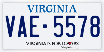 VA license plate VAE5578
