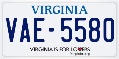VA license plate VAE5580