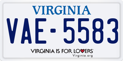 VA license plate VAE5583