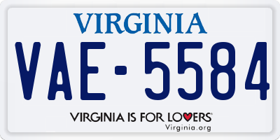 VA license plate VAE5584