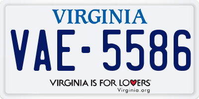 VA license plate VAE5586
