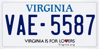 VA license plate VAE5587