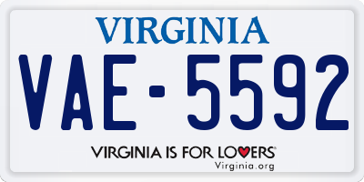 VA license plate VAE5592