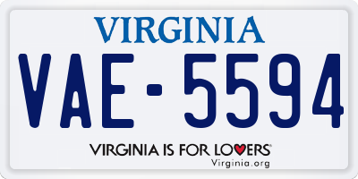 VA license plate VAE5594