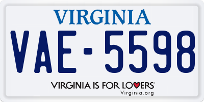 VA license plate VAE5598