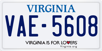 VA license plate VAE5608