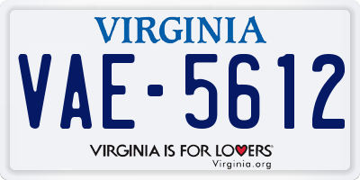VA license plate VAE5612