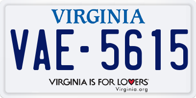 VA license plate VAE5615