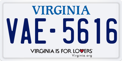VA license plate VAE5616