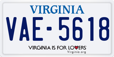 VA license plate VAE5618