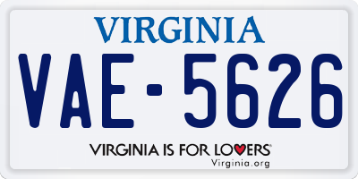 VA license plate VAE5626
