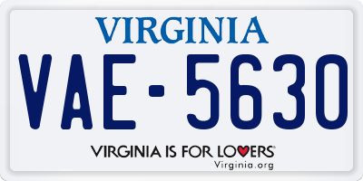 VA license plate VAE5630