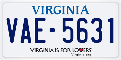 VA license plate VAE5631