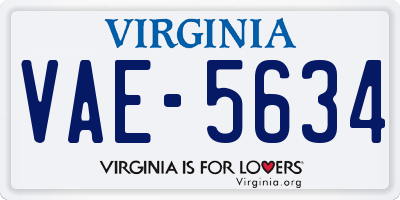 VA license plate VAE5634