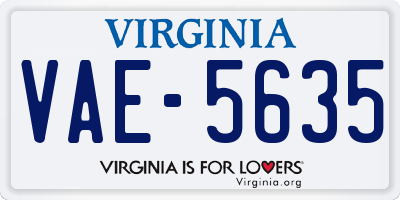 VA license plate VAE5635