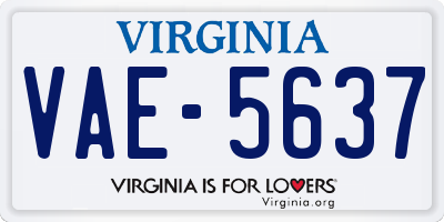 VA license plate VAE5637
