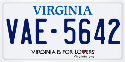 VA license plate VAE5642