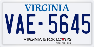 VA license plate VAE5645
