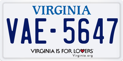 VA license plate VAE5647