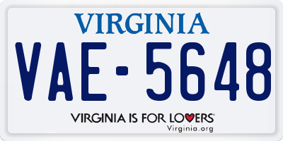 VA license plate VAE5648