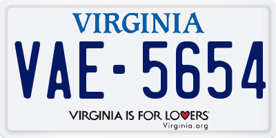 VA license plate VAE5654