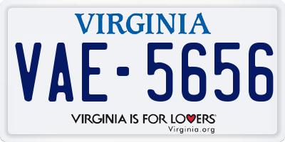 VA license plate VAE5656