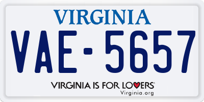 VA license plate VAE5657