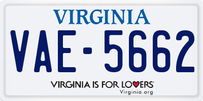 VA license plate VAE5662