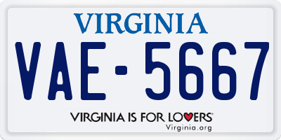 VA license plate VAE5667