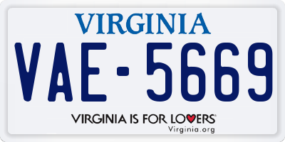 VA license plate VAE5669