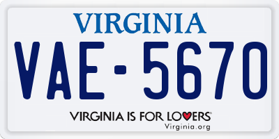 VA license plate VAE5670