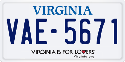 VA license plate VAE5671