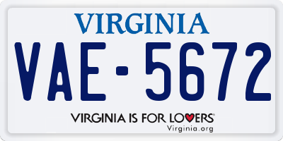 VA license plate VAE5672