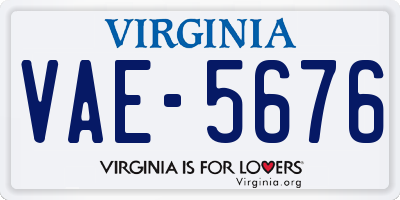 VA license plate VAE5676