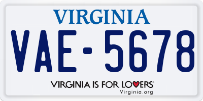 VA license plate VAE5678