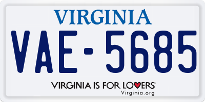 VA license plate VAE5685