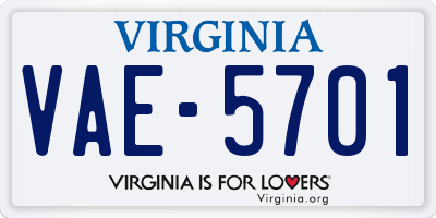 VA license plate VAE5701