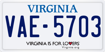 VA license plate VAE5703